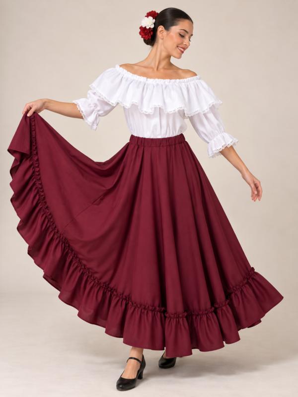 Pollera Plato Zamba Bordó